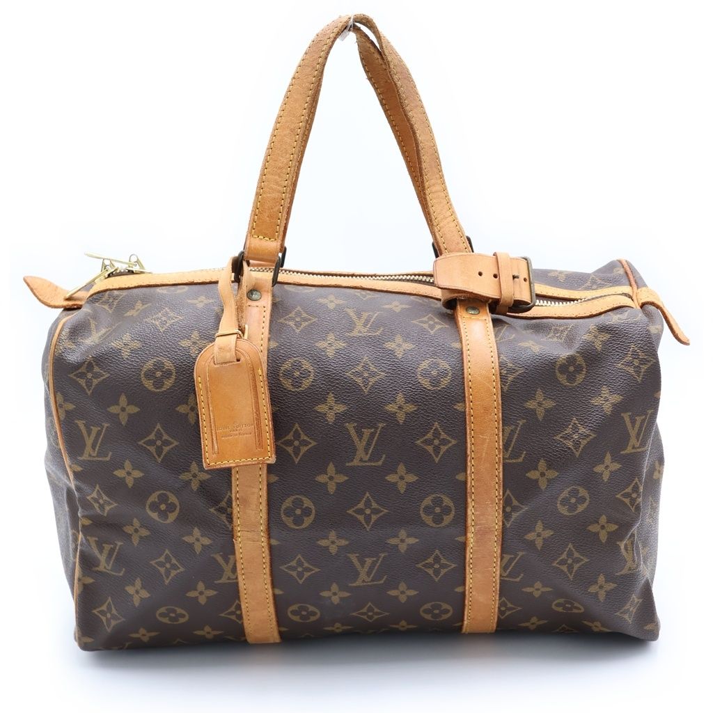 Louis Vuitton Monogram Sac Spool 35 Boston Bag Brown Leather Gold