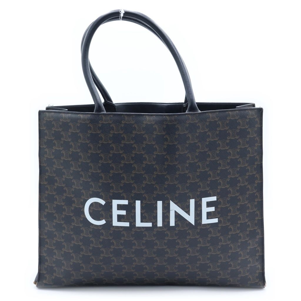 Celine Vertical Cabas Triomphe Canvas Tote Brown