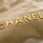 Chanel Quilted 22 Mini Calfskin Gold 2-Way Chain Shoulder Bag Plate Beige — view 6