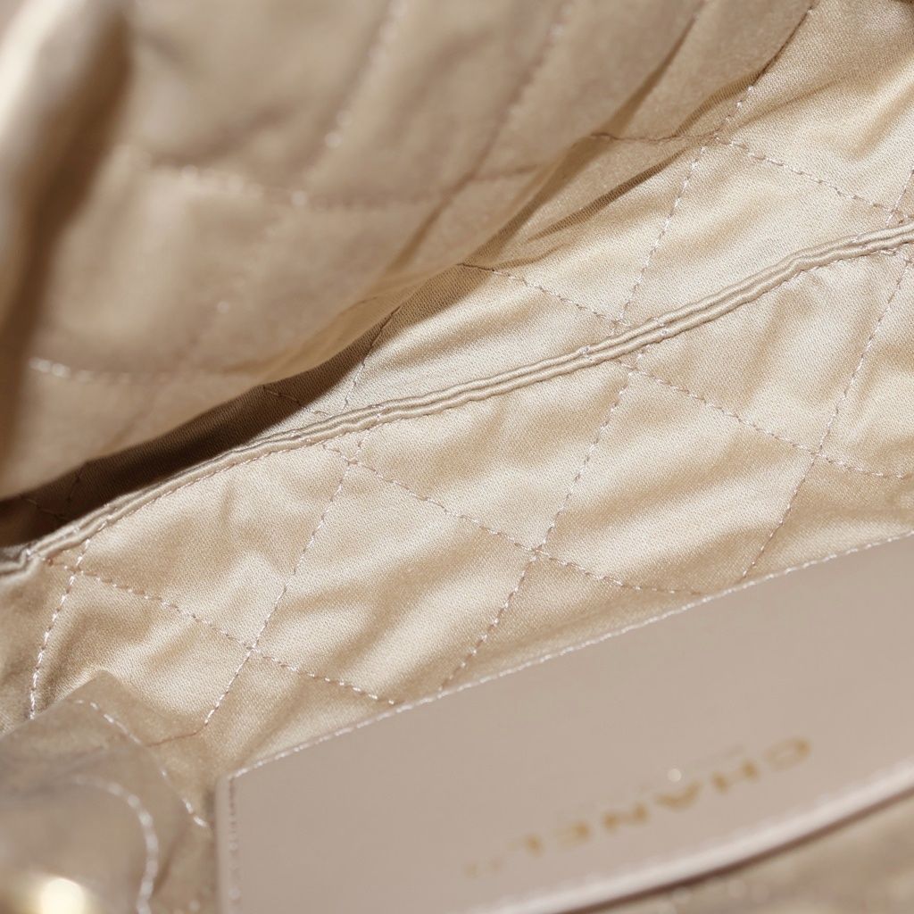 Chanel Quilted 22 Mini Calfskin Gold 2-Way Chain Shoulder Bag Plate Beige — view 8