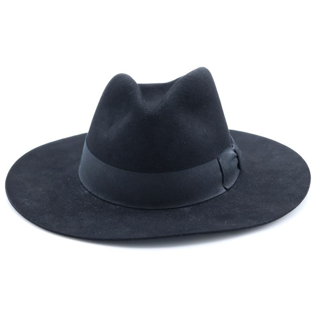 Saint Laurent Paris New Bowie Fedora Hat Long Prim Hat Folded Hat Black — view 4