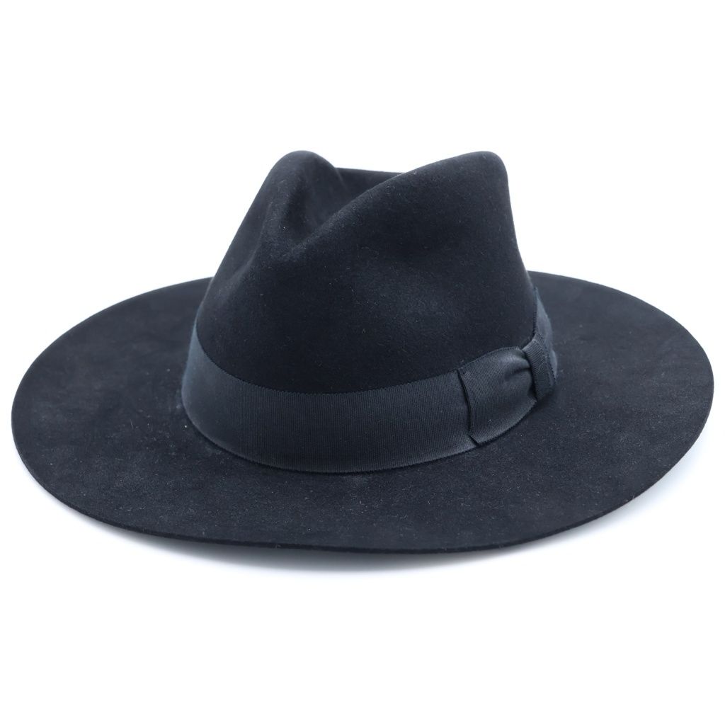 Saint Laurent Paris New Bowie Fedora Hat Long Prim Hat Folded Hat Black