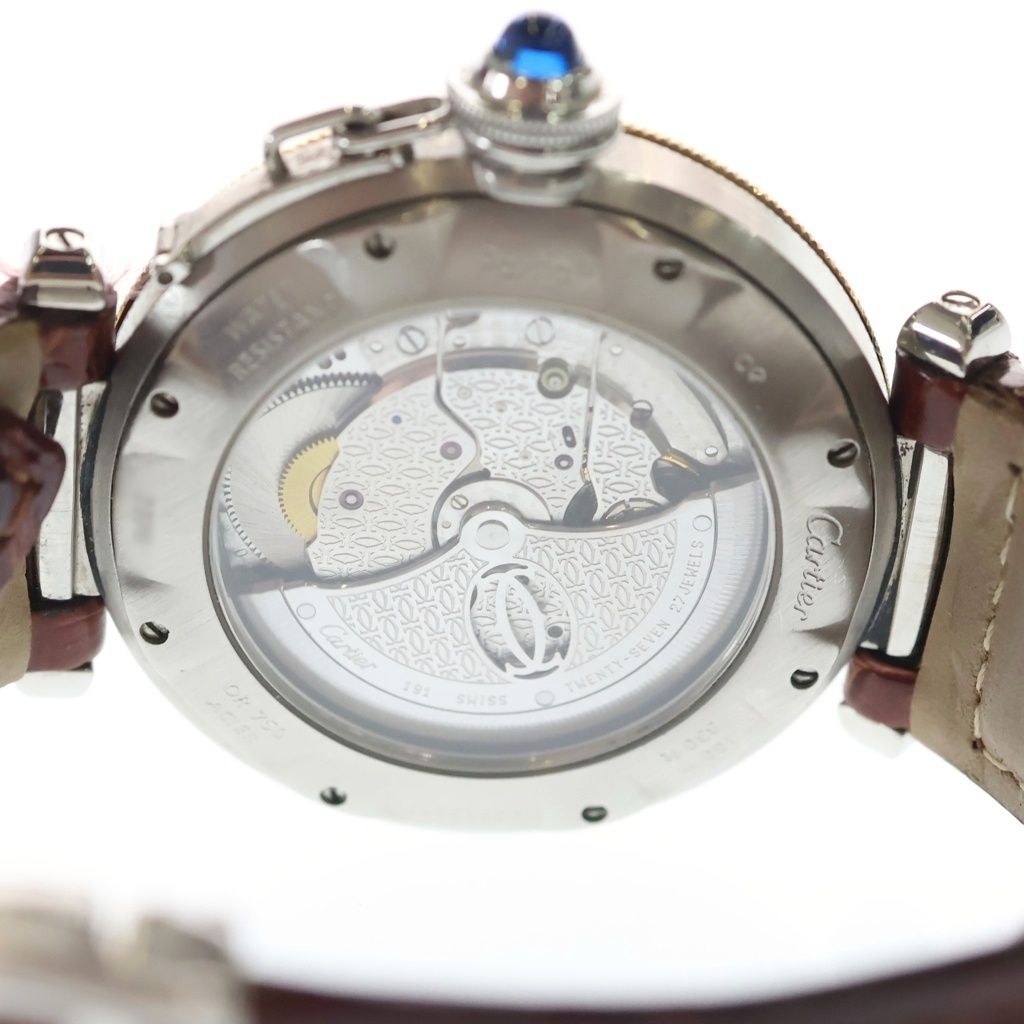 Cartier Pasha de Cartier Plunger Watch Date Back Skelton Yg SS Leather Automatic — view 5