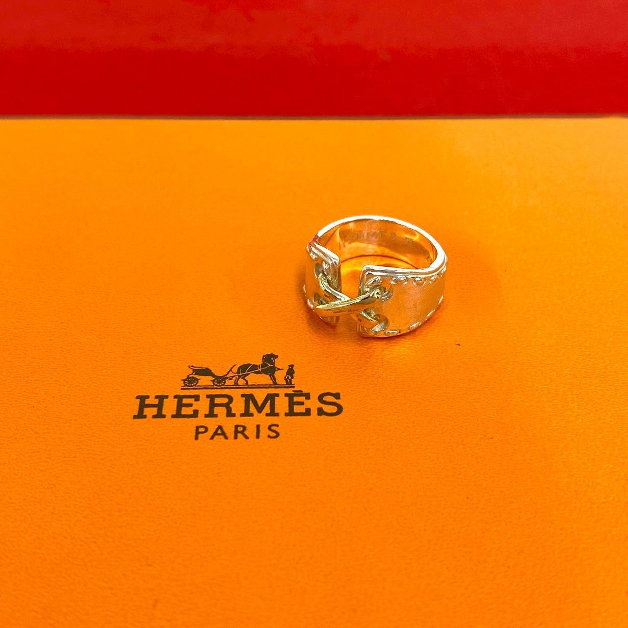 Hermes Mexico Ring 925 Sterling Silver Gold