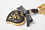 Prada Key Ring Key Holder Trick Heart Pelle Black Gold — view 5
