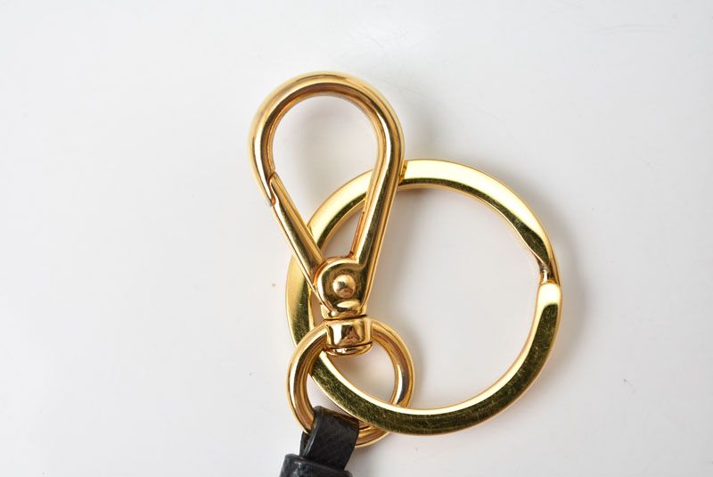 Prada Key Ring Key Holder Trick Heart Pelle Black Gold — view 3