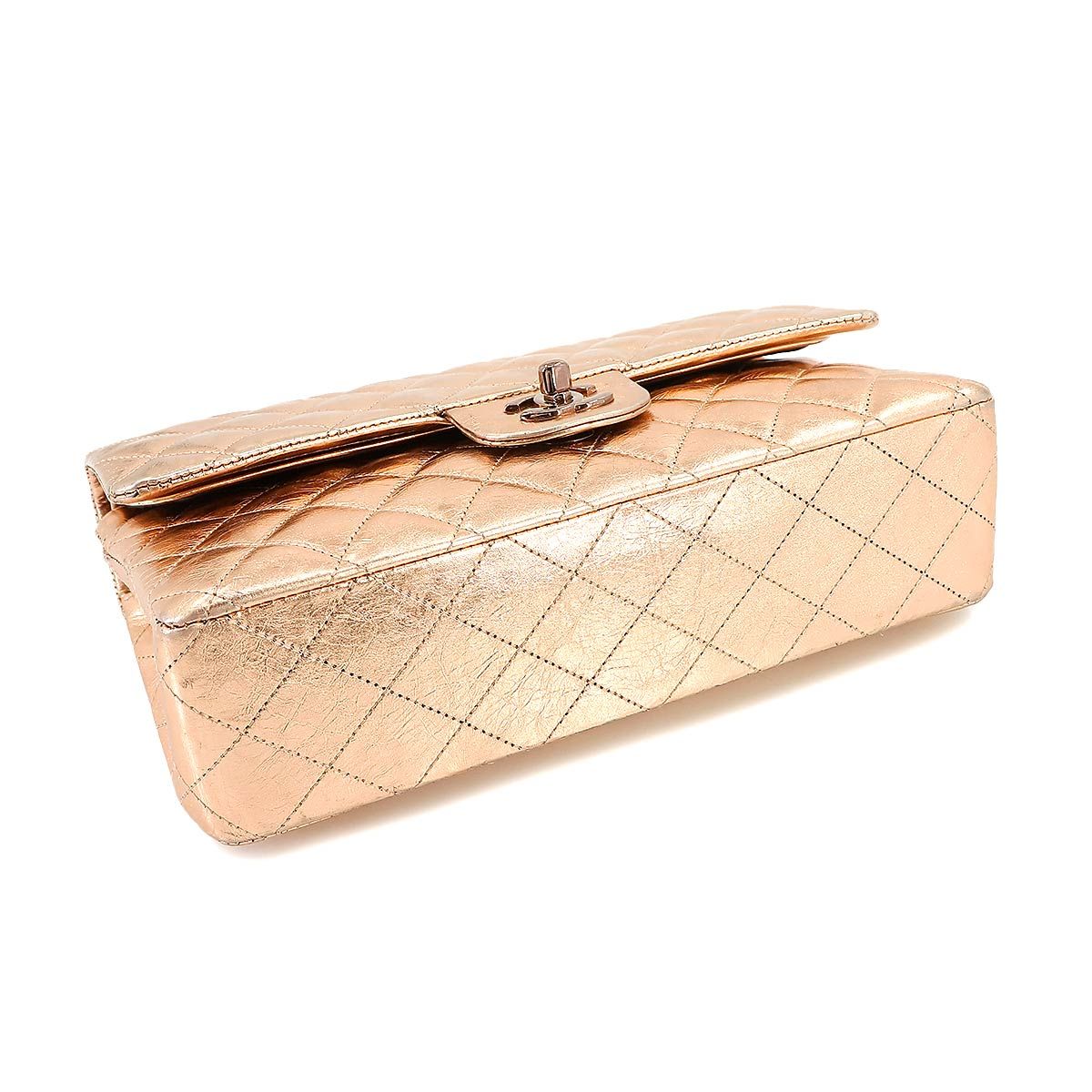 Chanel Quilted 25 Chain Shoulder Bag Leather Metallic Pink Gold Limited — view 4