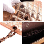 Chanel Quilted 25 Chain Shoulder Bag Leather Metallic Pink Gold Limited — view 8