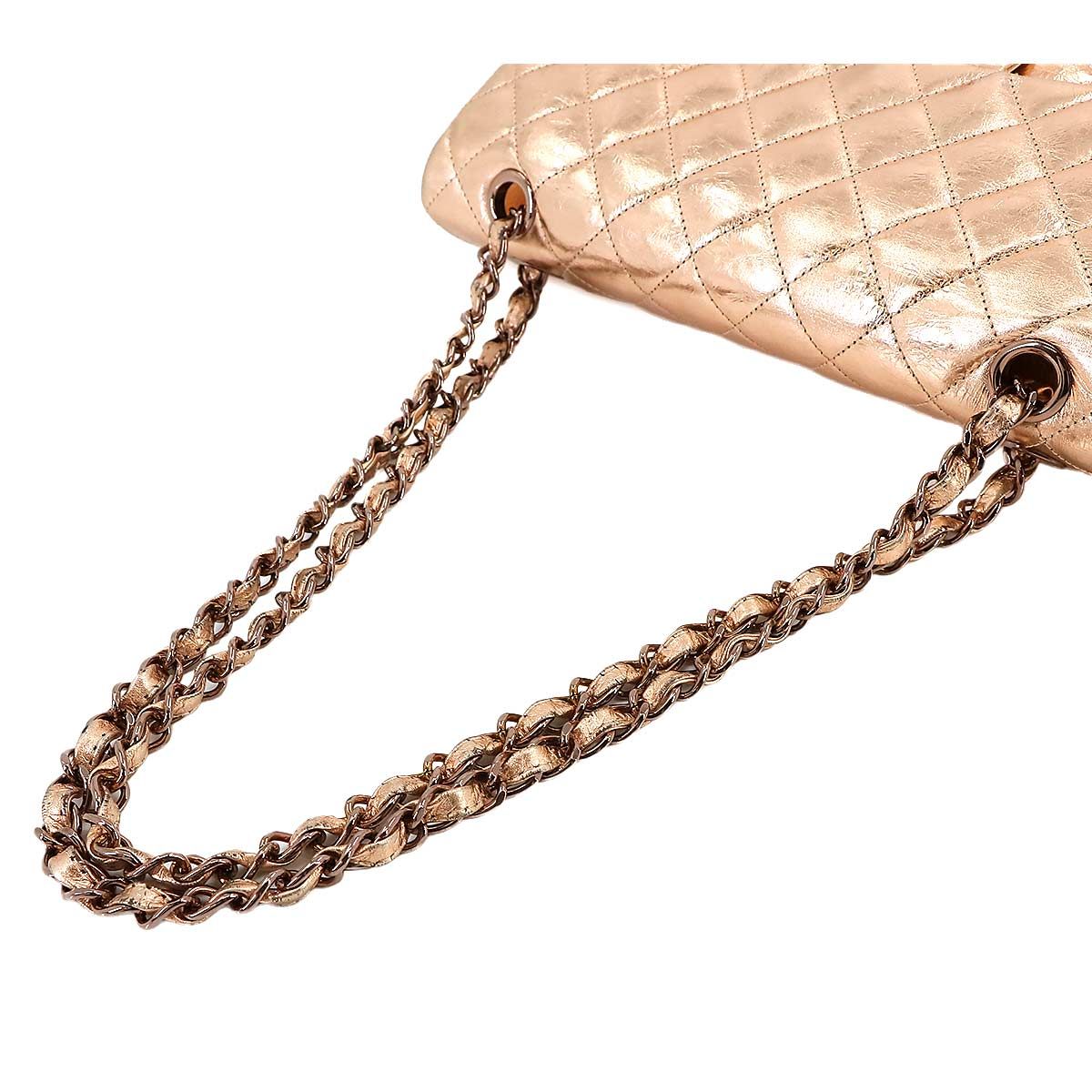 Chanel Quilted 25 Chain Shoulder Bag Leather Metallic Pink Gold Limited — view 5