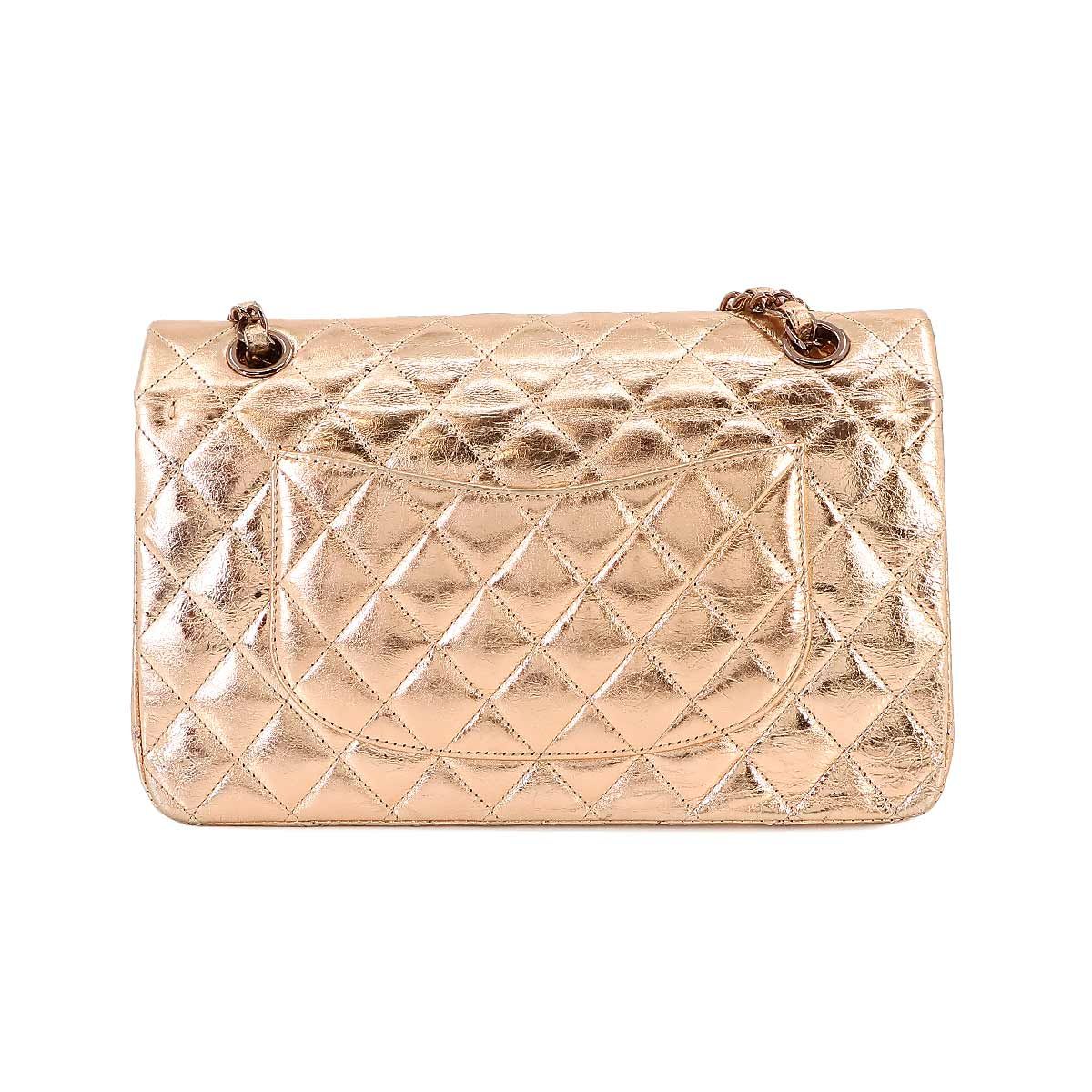 Chanel Quilted 25 Chain Shoulder Bag Leather Metallic Pink Gold Limited — view 2