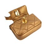 Chanel Quilted Belt Bag Waist Pouch Leather Metallic Brown — view 5