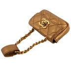 Chanel Quilted Belt Bag Waist Pouch Leather Metallic Brown — view 4