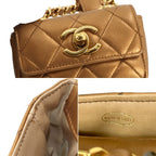 Chanel Quilted Belt Bag Waist Pouch Leather Metallic Brown — view 7