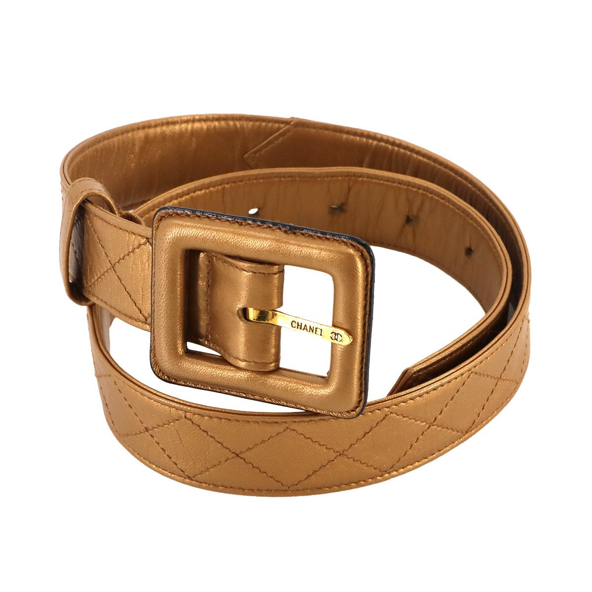 Chanel Quilted Belt Bag Waist Pouch Leather Metallic Brown — view 8