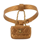 Chanel Quilted Belt Bag Waist Pouch Leather Metallic Brown — view 2