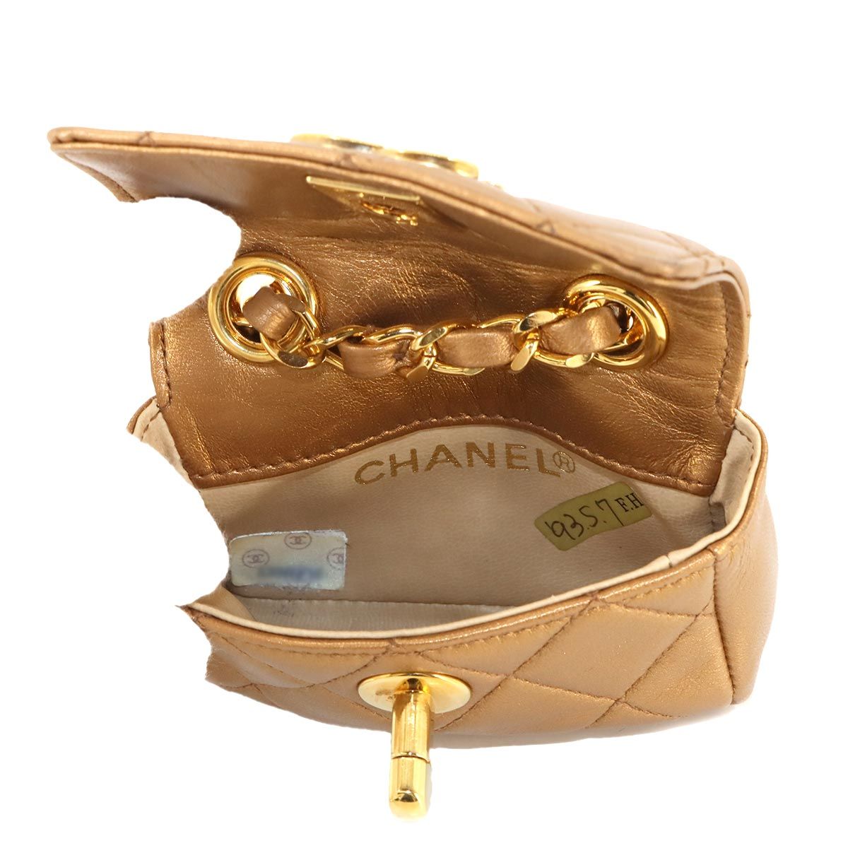 Chanel Quilted Belt Bag Waist Pouch Leather Metallic Brown — view 6