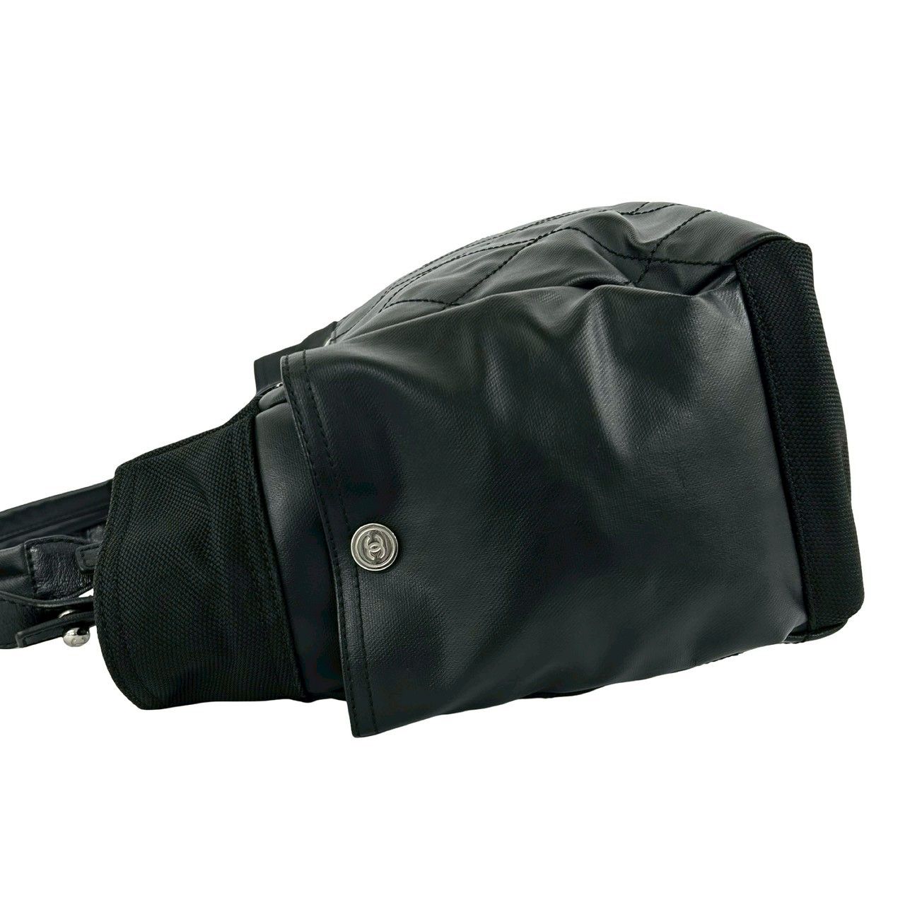 Chanel With Card Paris Biarritz GM Canvas Leather Tote Black — view 7