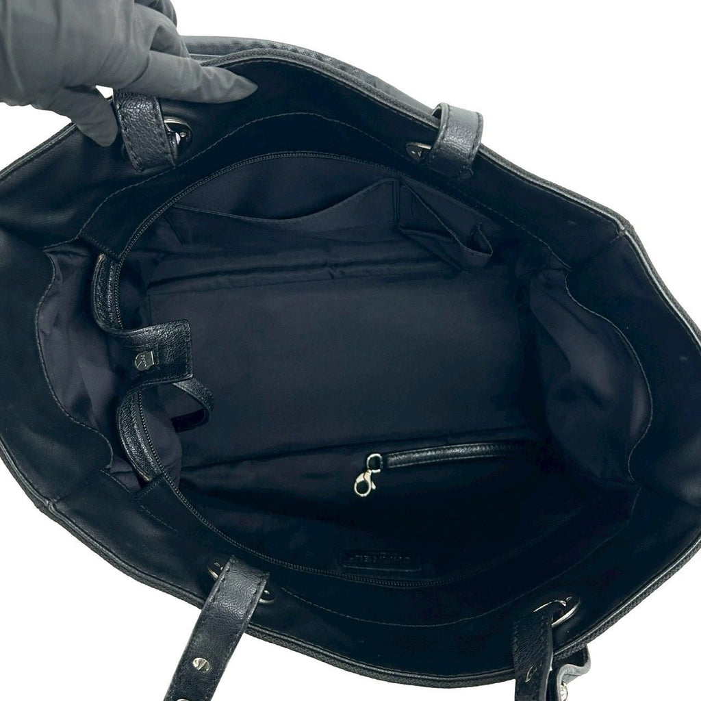 Chanel With Card Paris Biarritz GM Canvas Leather Tote Black — view 9