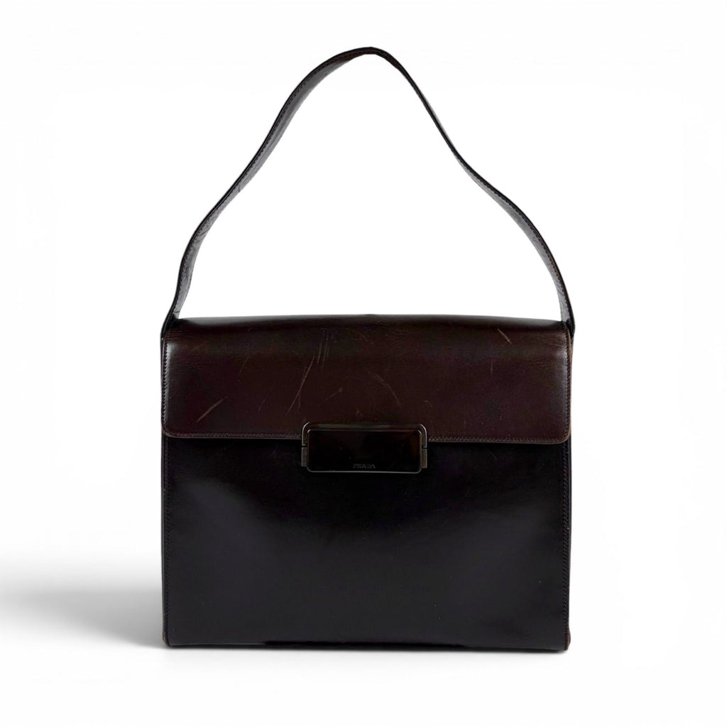 Prada Leather Shoulder Bag Hobo Soho Dark Brown Vintage — view 2