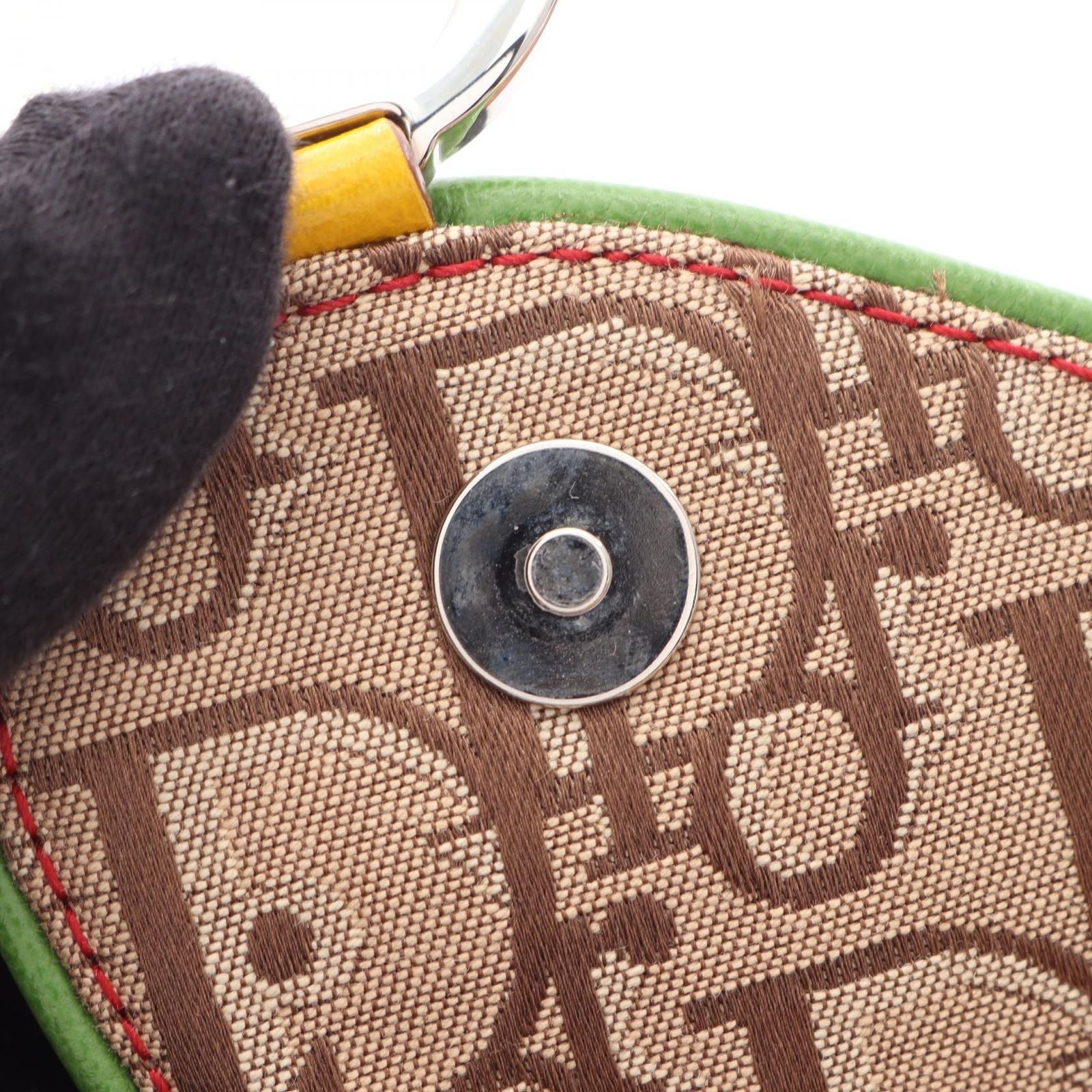 Dior Shoulder Bag Rasta Trotter Saddle Pocket Beige Multi Canvas Leather — view 5