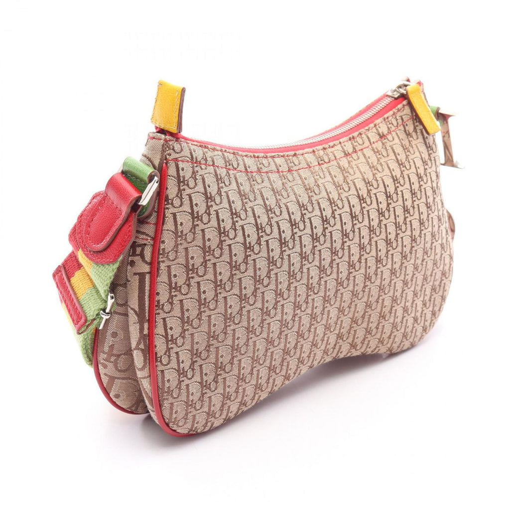 Dior Shoulder Bag Rasta Trotter Saddle Pocket Beige Multi Canvas Leather — view 2
