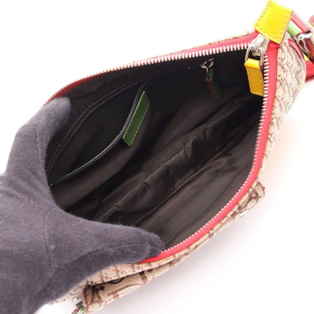 Dior Shoulder Bag Rasta Trotter Saddle Pocket Beige Multi Canvas Leather — view 3
