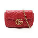 Gucci Shoulder Bag GG Marmont Super Red Leather Chain