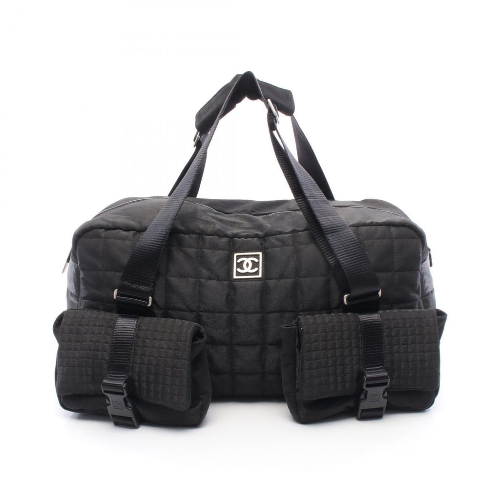 Chanel Boston Bag Choco Bar Sports Line Black Nylon