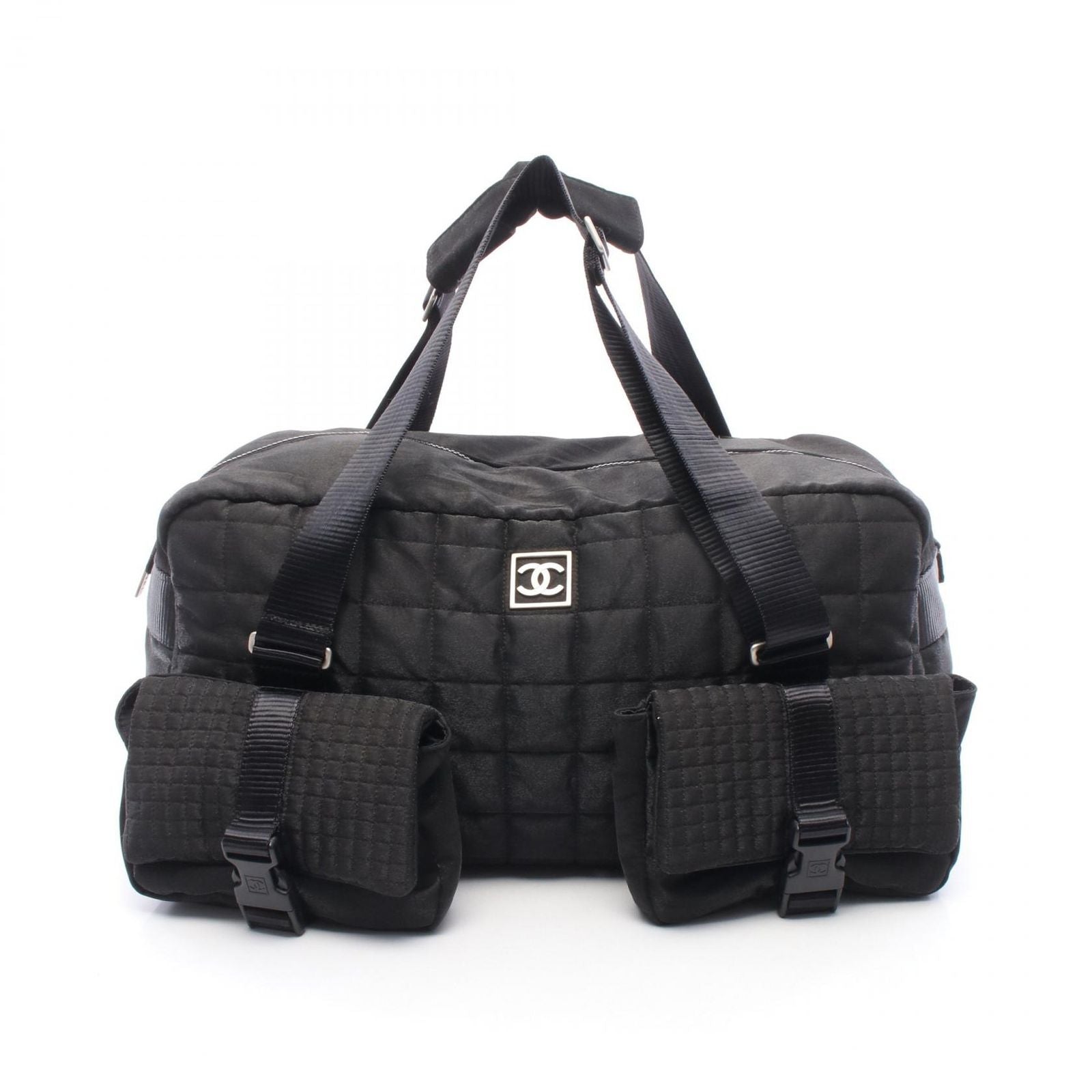 Chanel Boston Bag Choco Bar Sports Line Black Nylon