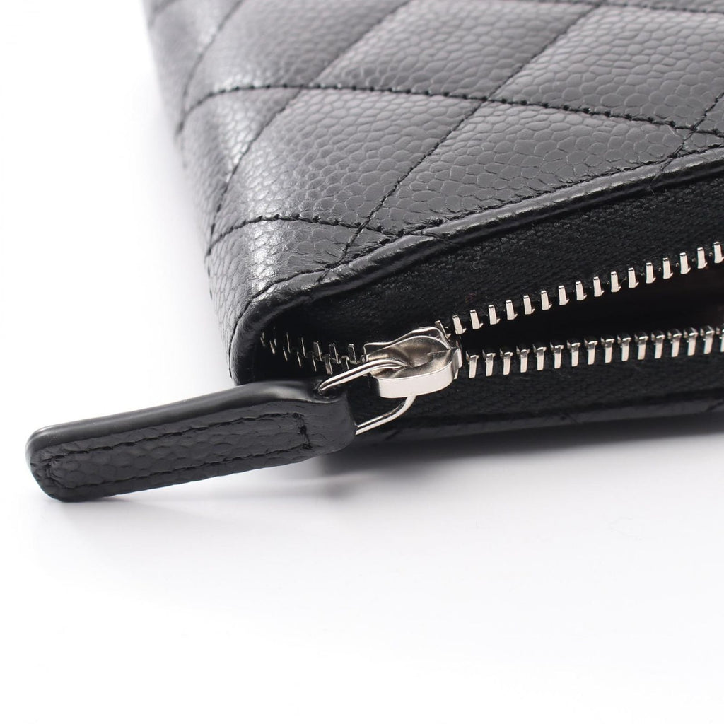 Chanel Coin Case Classic Zip Purse Quilted Black Caviar Leather — view 6