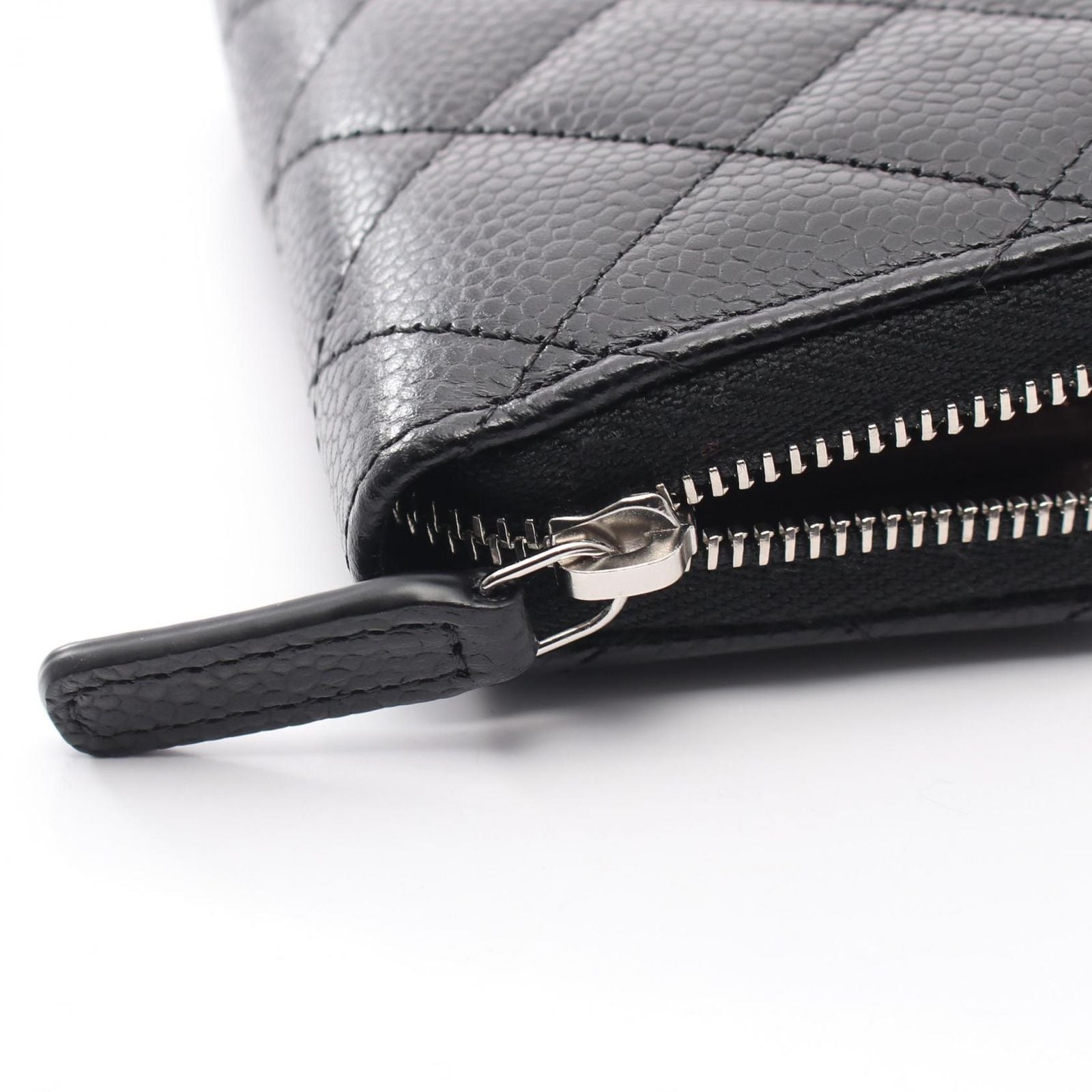 Chanel Coin Case Classic Zip Purse Quilted Black Caviar Leather — view 6