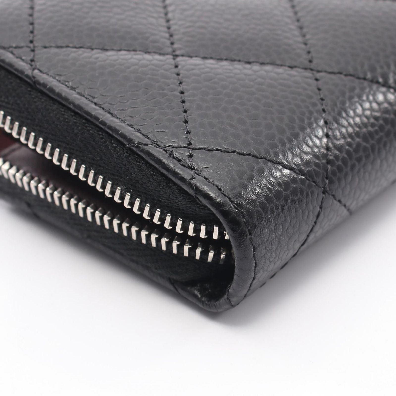 Chanel Coin Case Classic Zip Purse Quilted Black Caviar Leather — view 7