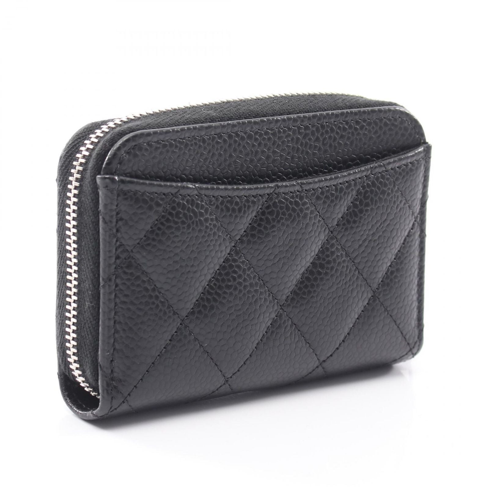 Chanel Coin Case Classic Zip Purse Quilted Black Caviar Leather — view 2