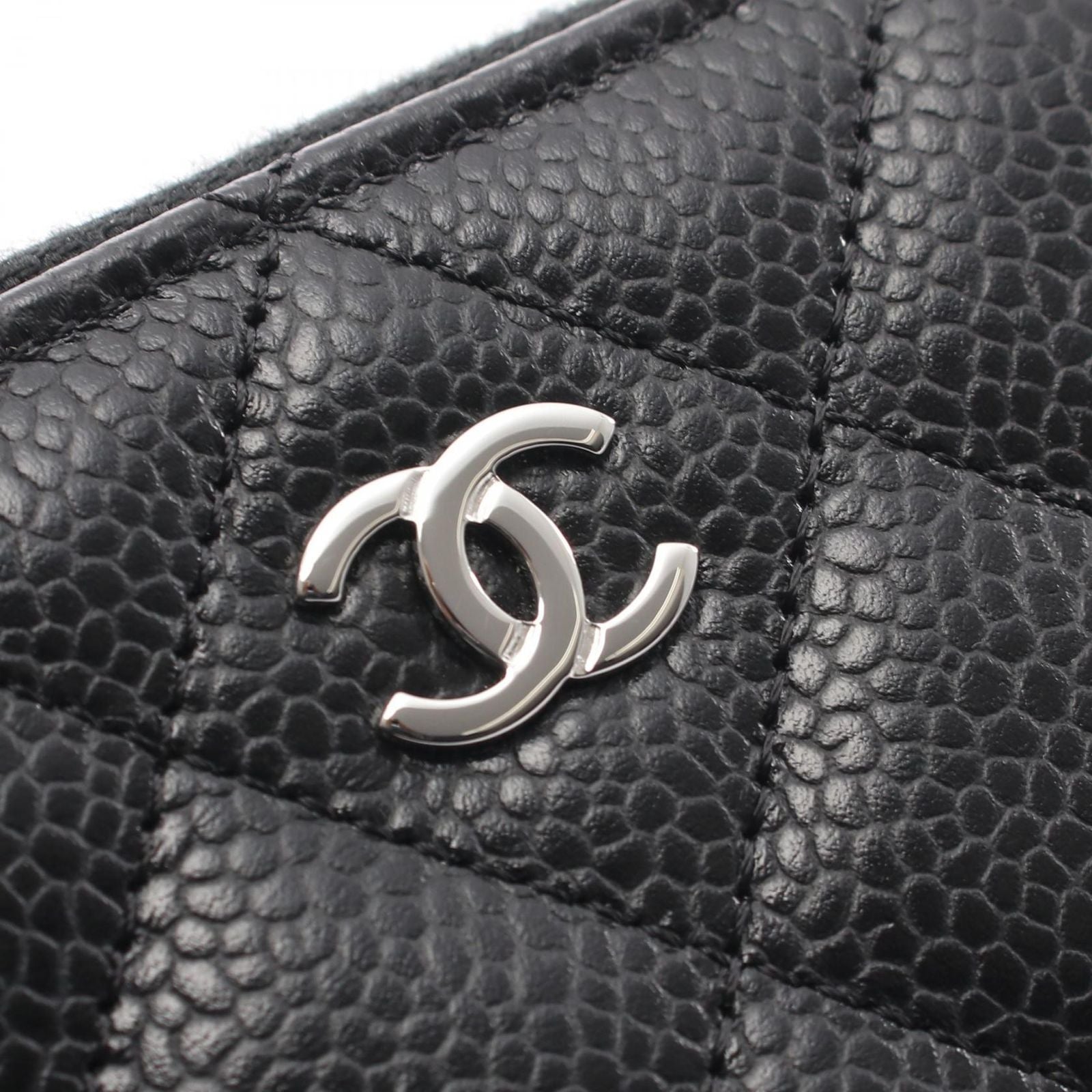 Chanel Coin Case Classic Zip Purse Quilted Black Caviar Leather — view 8
