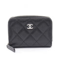 Chanel Coin Case Classic Zip Purse Quilted Black Caviar Leather
