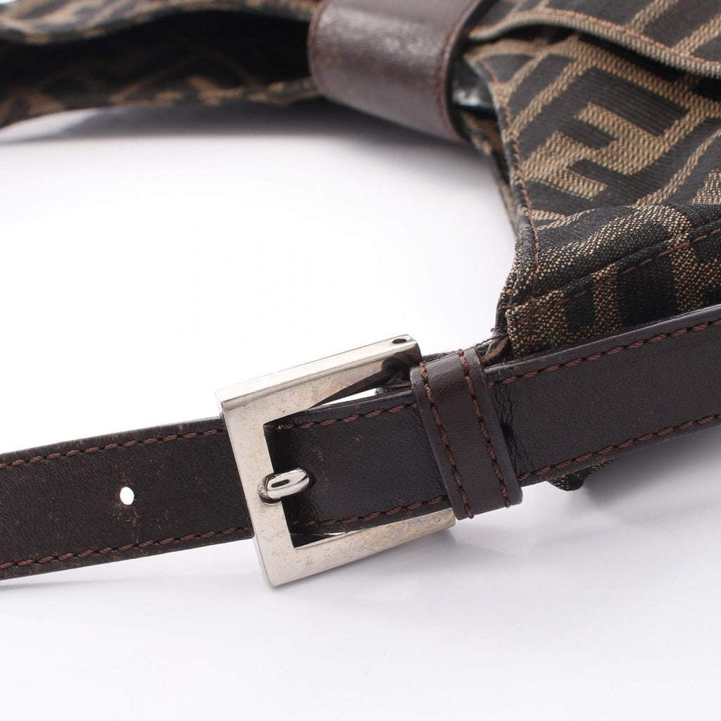 Fendi Shoulder Bag Zucca Brown Canvas Leather — view 6