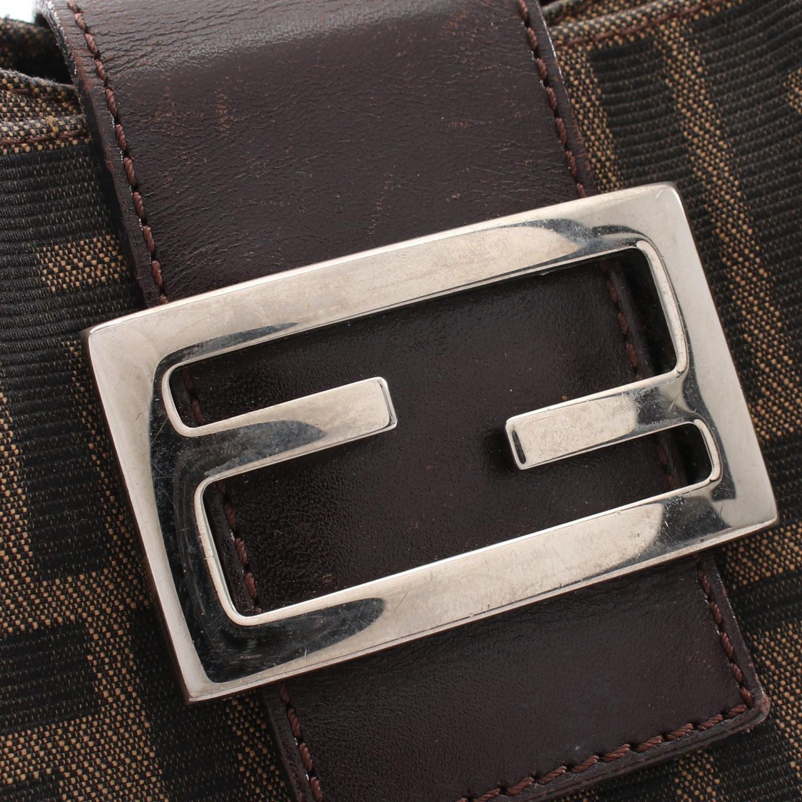 Fendi Shoulder Bag Zucca Brown Canvas Leather — view 5
