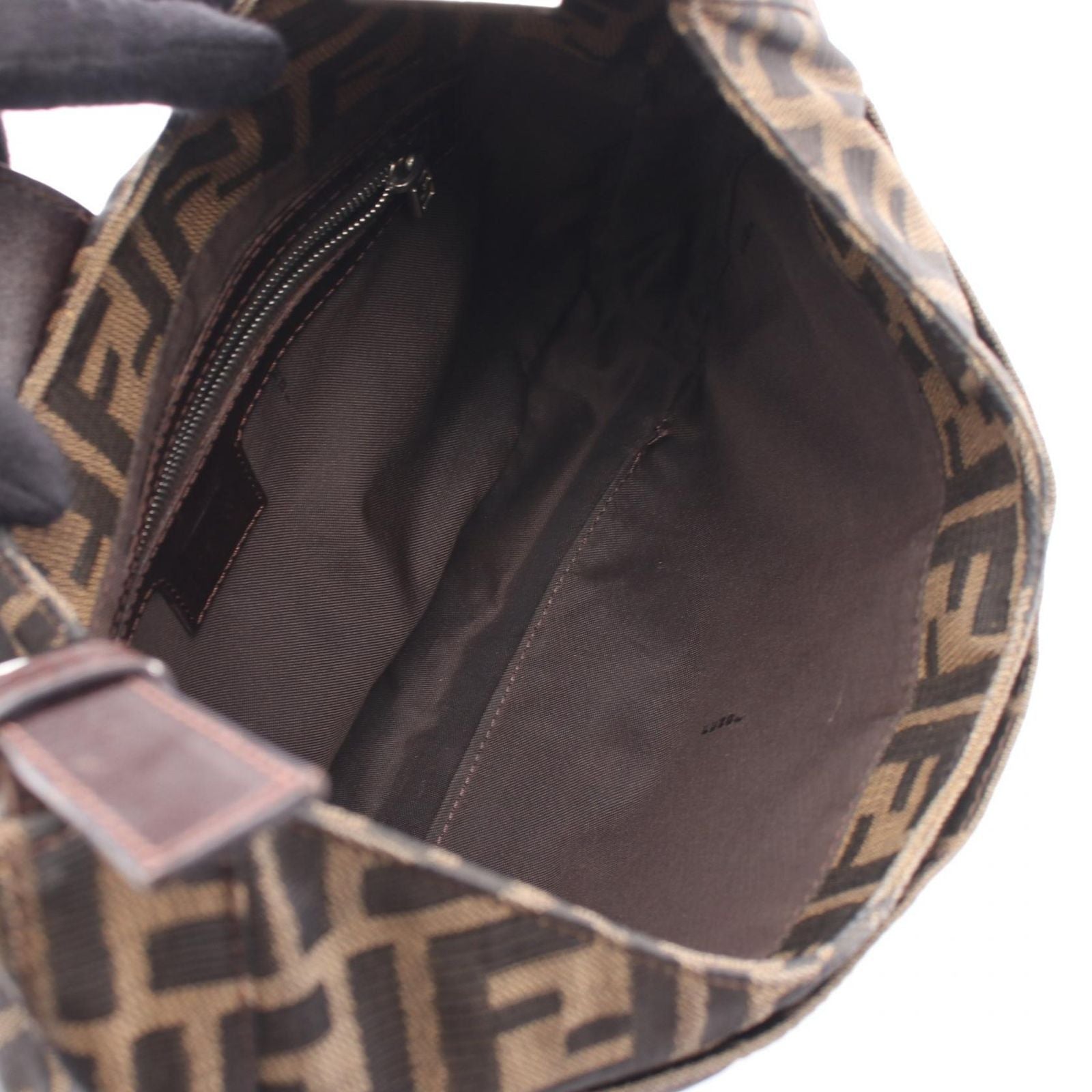Fendi Shoulder Bag Zucca Brown Canvas Leather — view 3