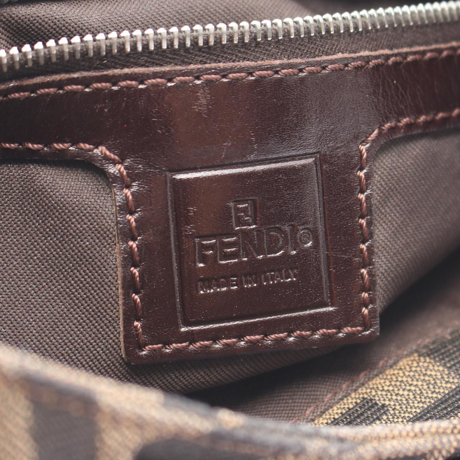 Fendi Shoulder Bag Zucca Brown Canvas Leather — view 4