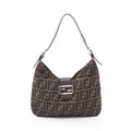 Fendi Shoulder Bag Zucca Brown Canvas Leather