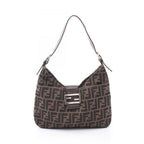 Fendi Shoulder Bag Zucca Brown Canvas Leather