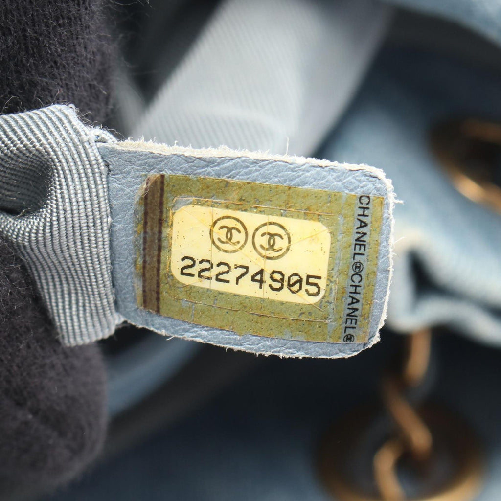 Chanel Shoulder Bag Quilted Drawstring Denim Blue — view 5