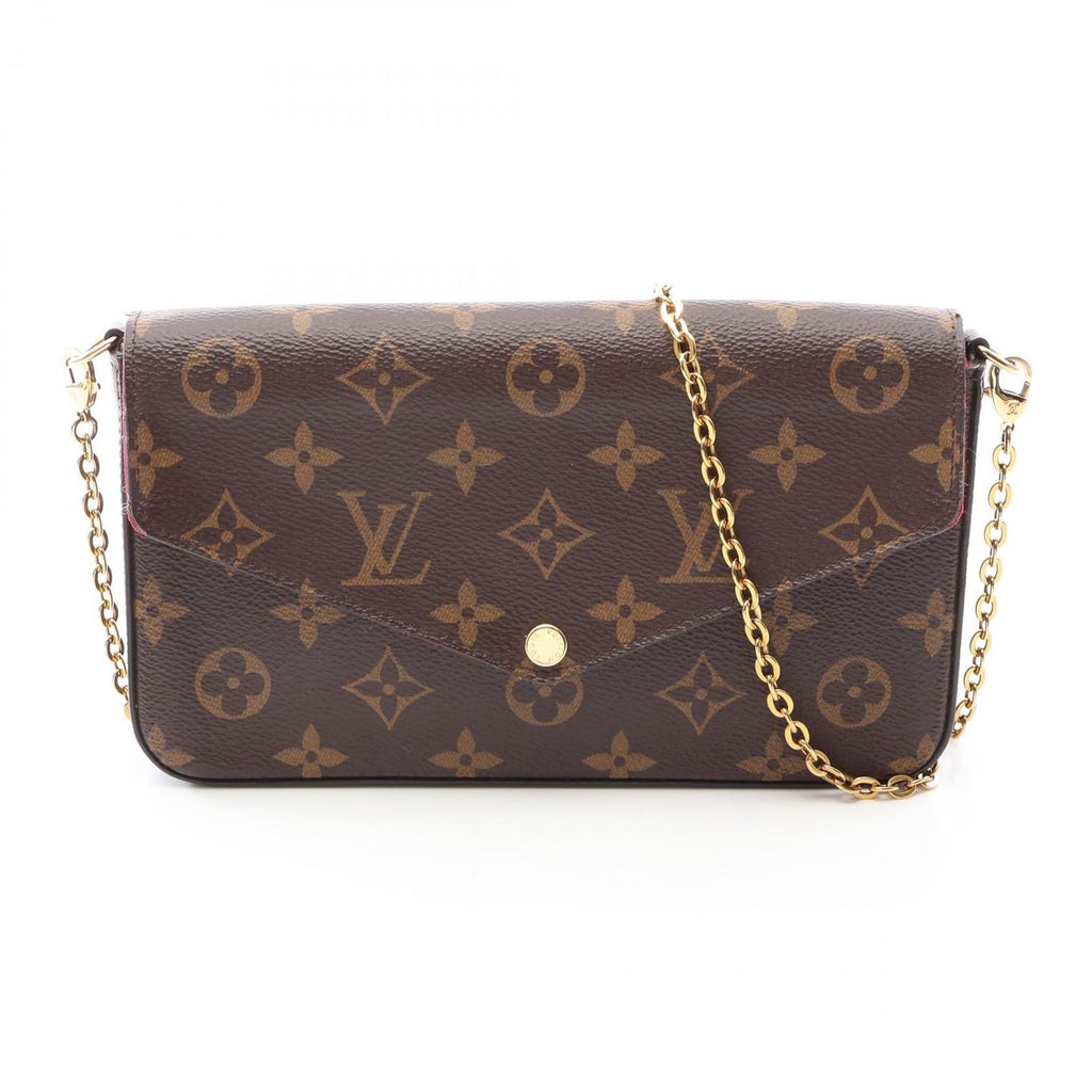 Louis Vuitton Shoulder Bag Pochette Monogram Fuchsia Canvas Leather Felicie