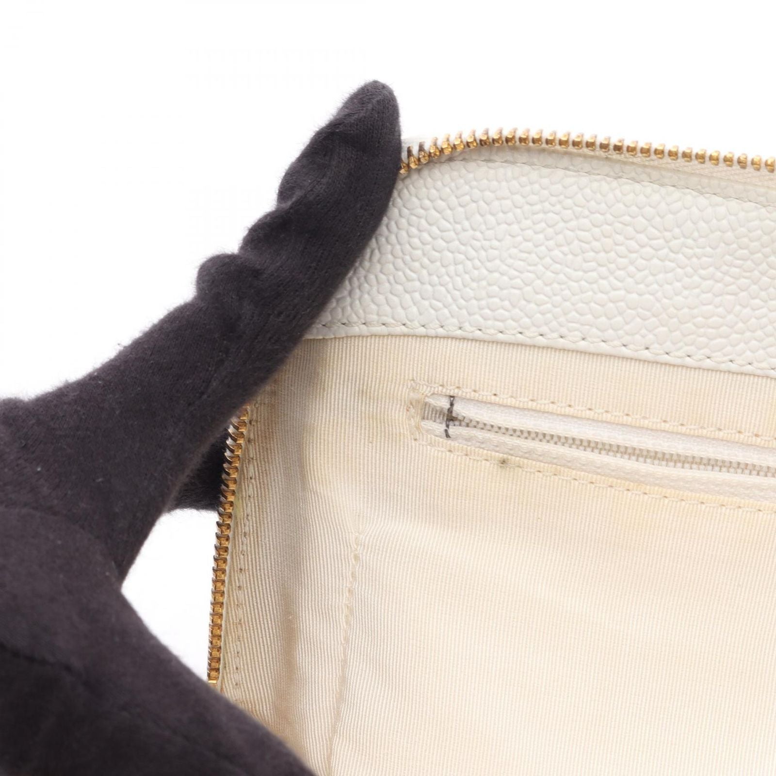 Chanel Tote Logo White Caviar Leather Chain — view 7