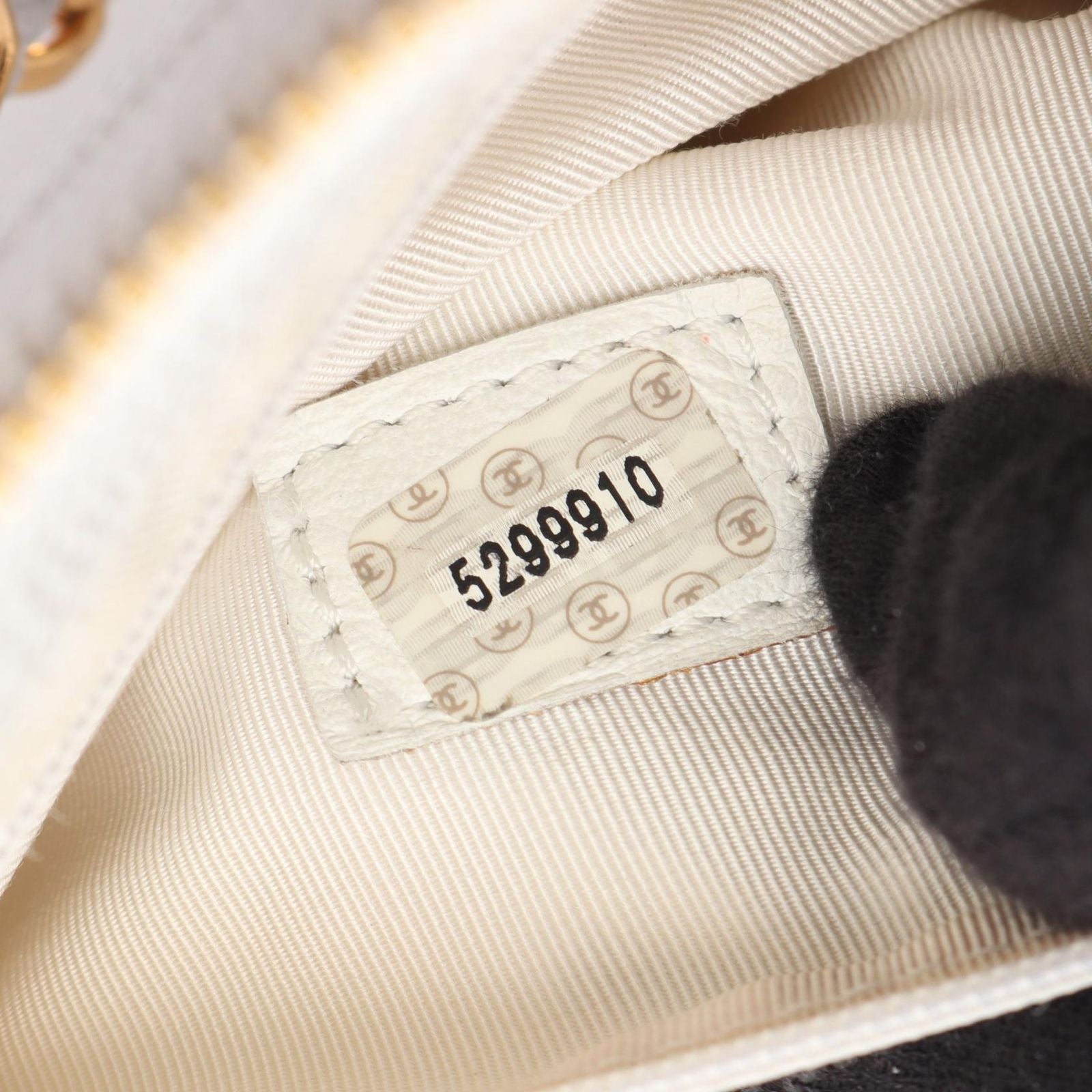 Chanel Tote Logo White Caviar Leather Chain — view 5