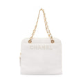 Chanel Tote Logo White Caviar Leather Chain
