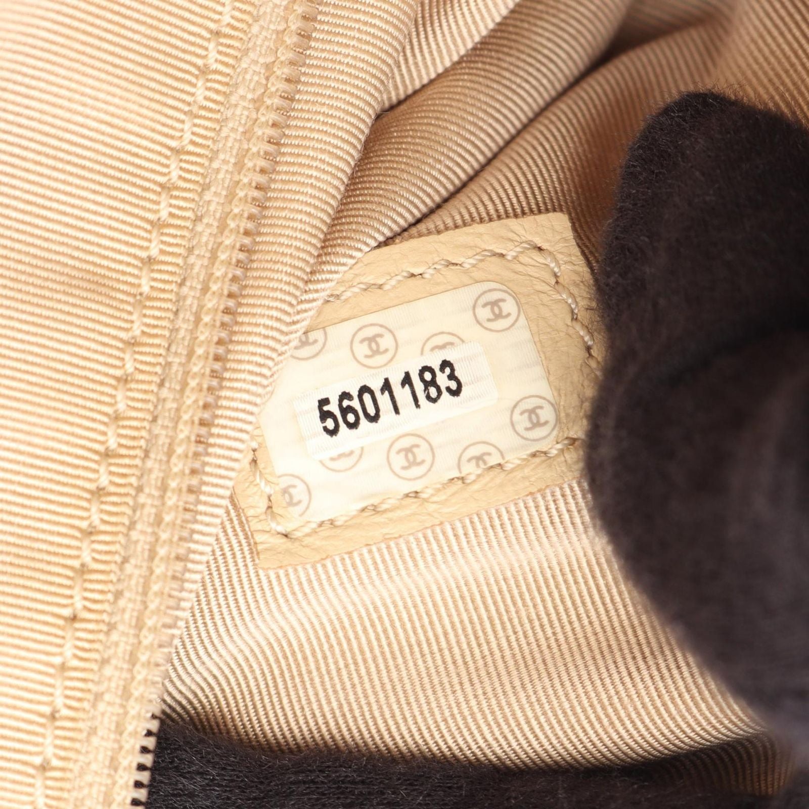 Chanel Backpack CC Logo Light Beige Caviar Leather — view 5