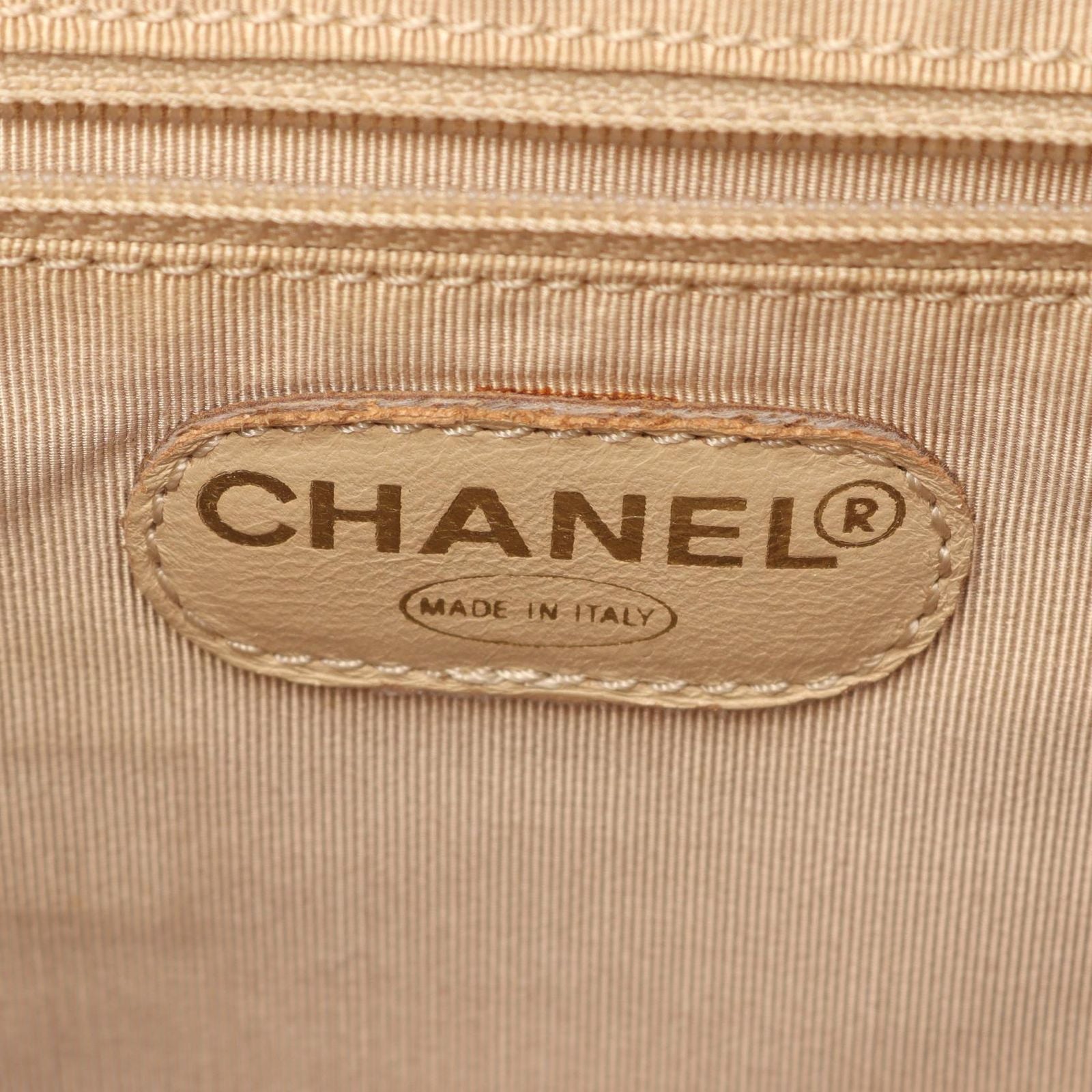 Chanel Backpack CC Logo Light Beige Caviar Leather — view 4