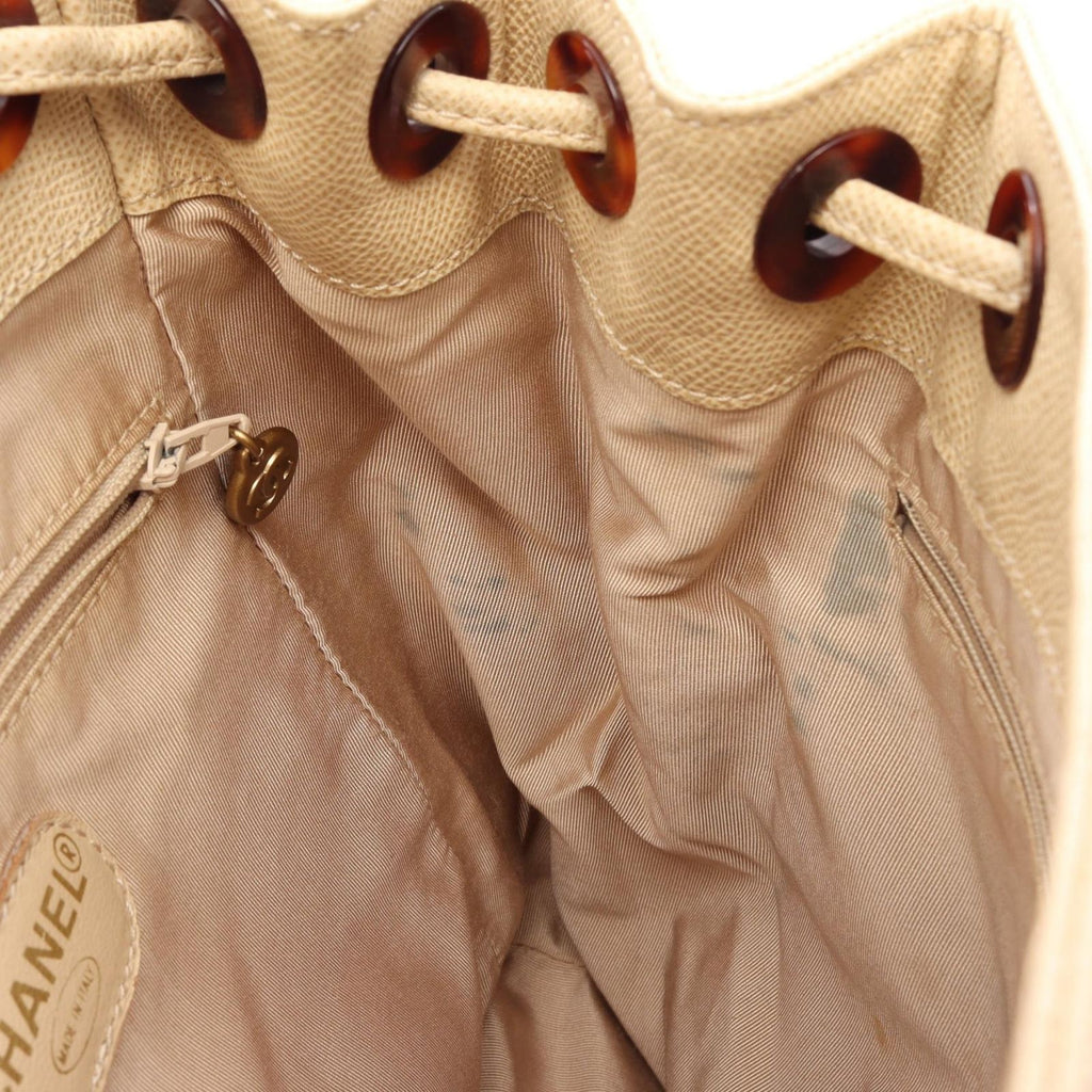 Chanel Backpack CC Logo Light Beige Caviar Leather — view 7