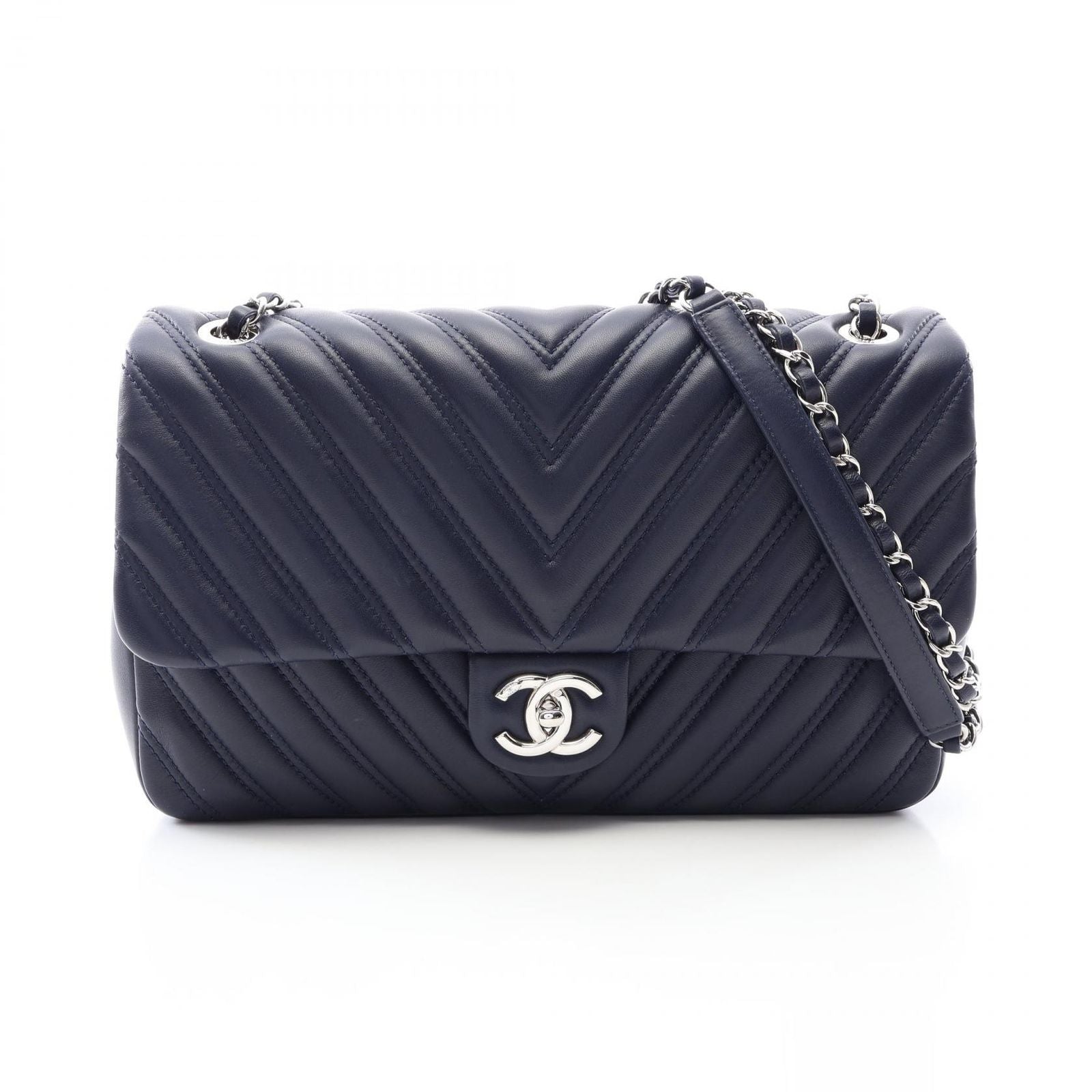 Chanel Shoulder Bag Chain Navy Lambskin